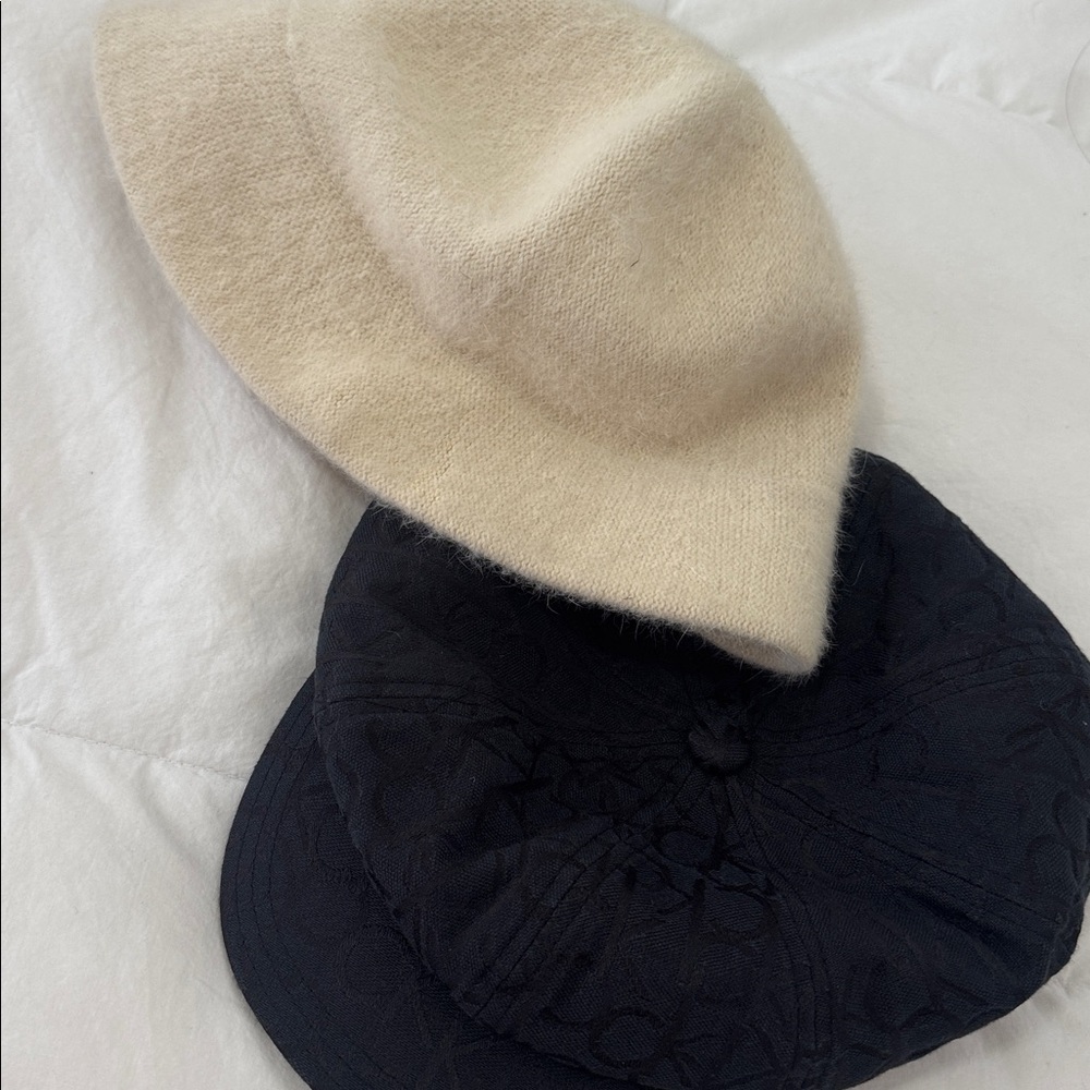 TWO Hats (Black CK Logo Cap Sz Sm + Cream Kango Cap)